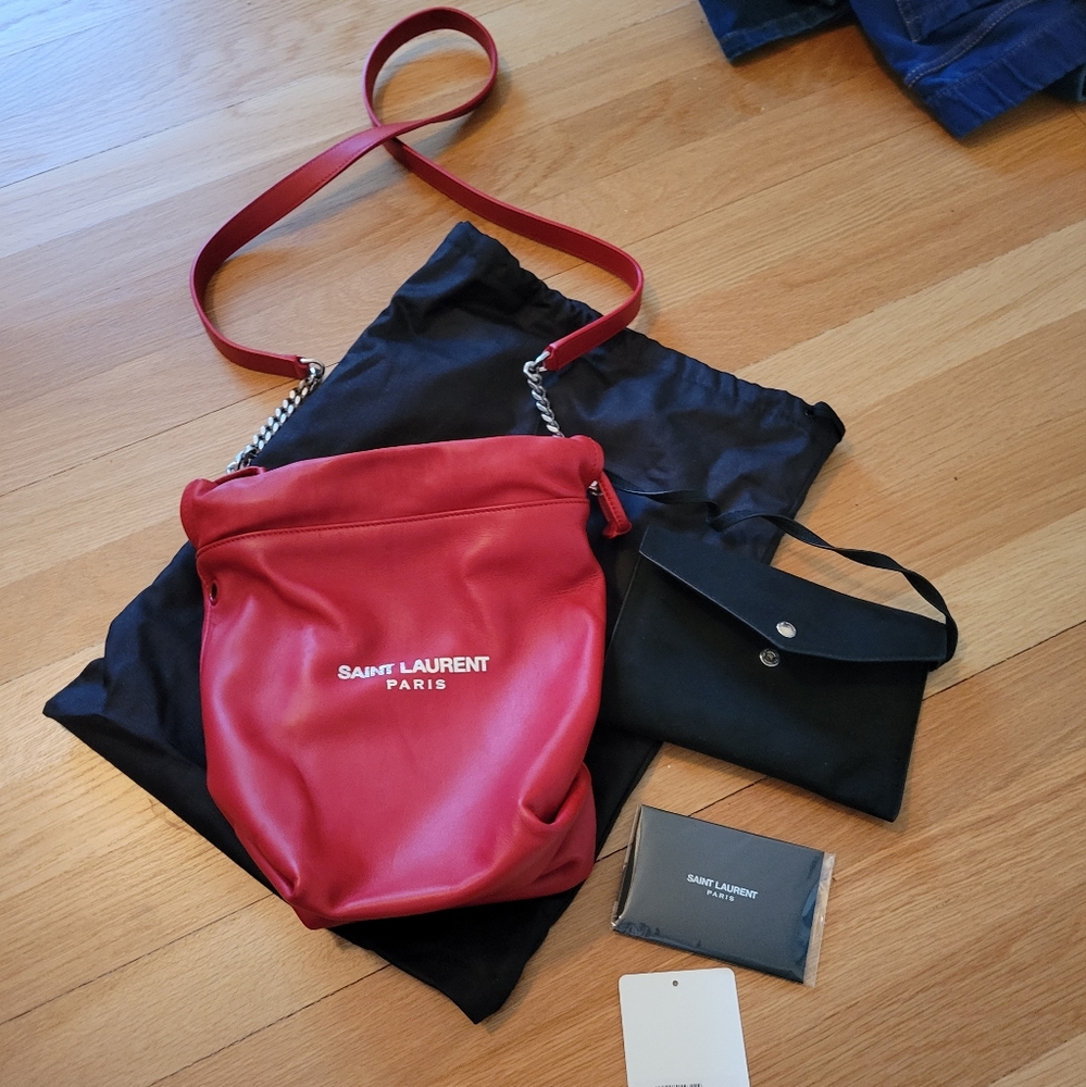 SAINT LAURENT Teddy Small leather bucket bag
